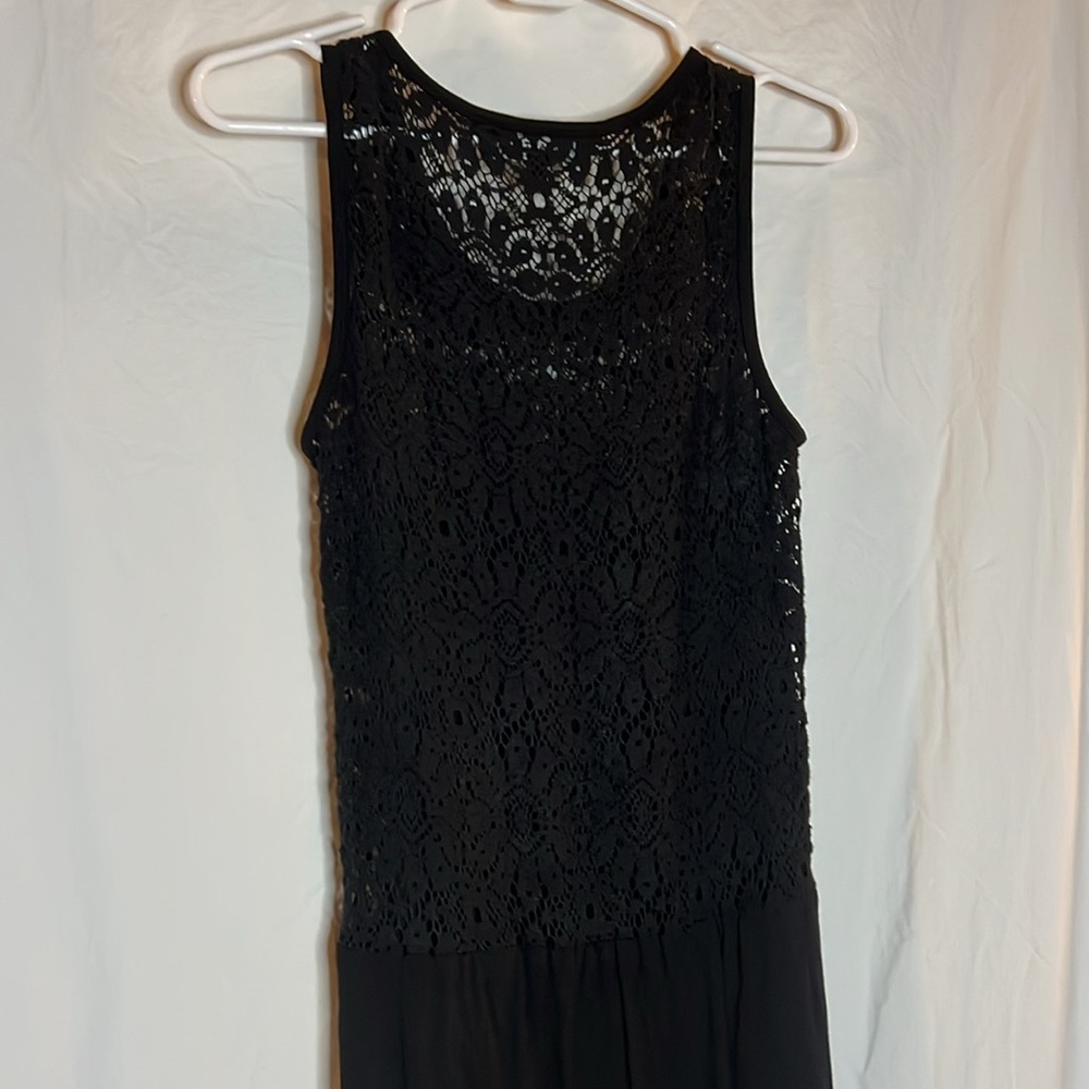 Trina Turk black crochet lace back jersey dress great condition